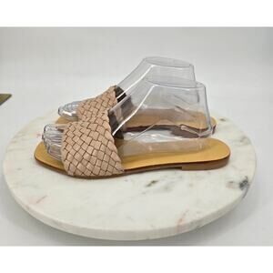 LOFT Woven Nude Leather Slide Sandals